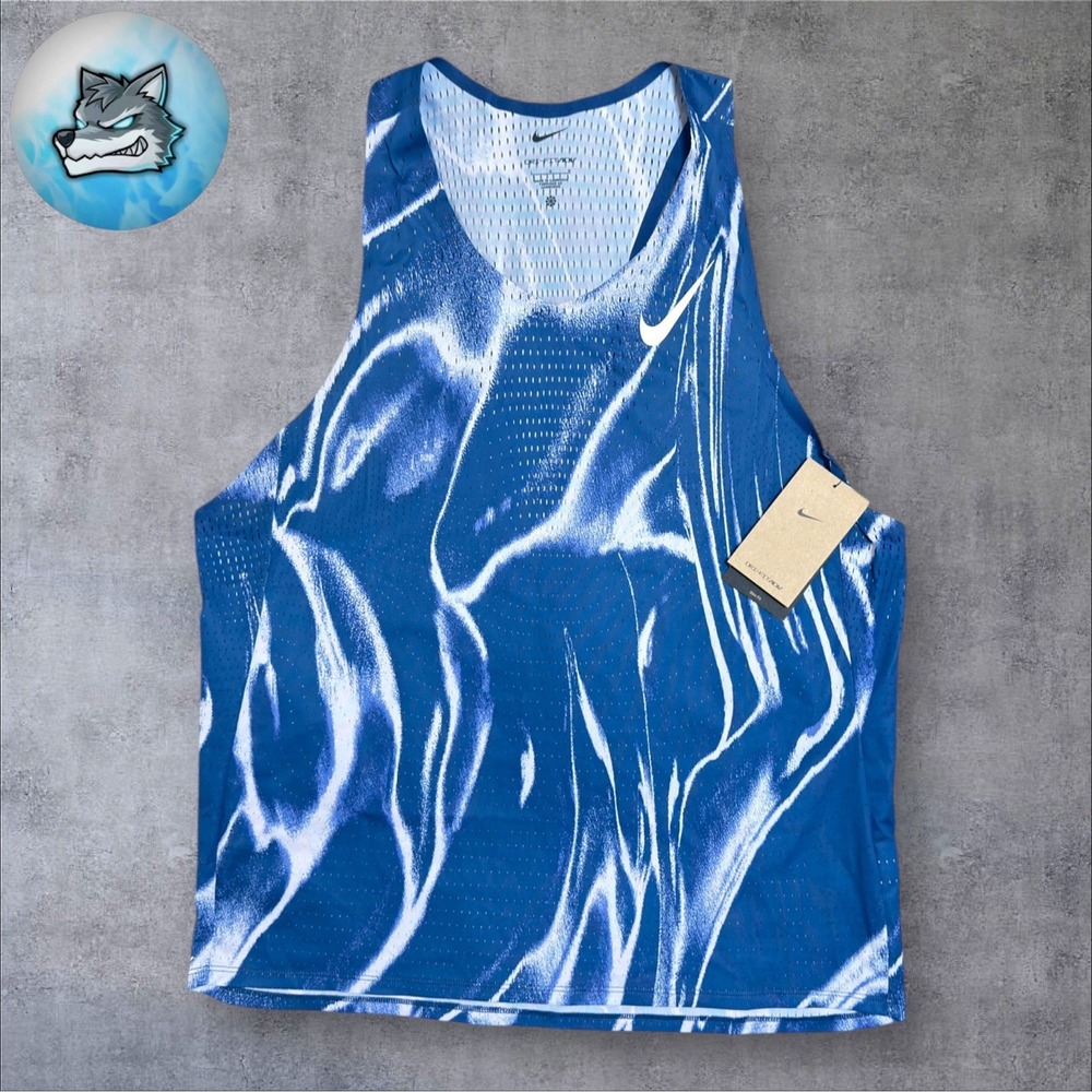 Nike AeroSwift Men's Dri-FIT ADV Running Singlet Size XL Coastal Blue HV2643-492